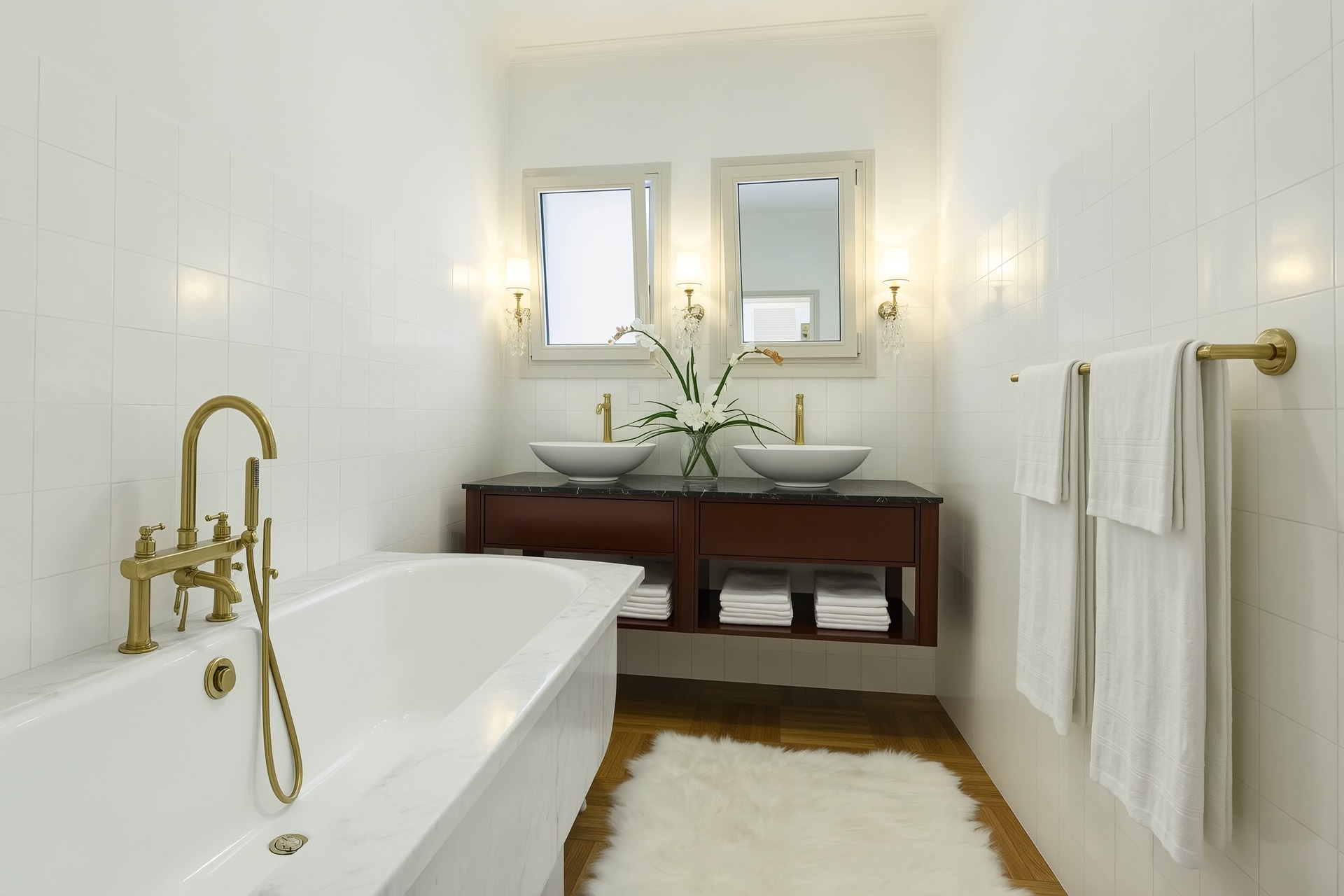 Mise en scène virtuelle d’une salle de bain épurée et moderne